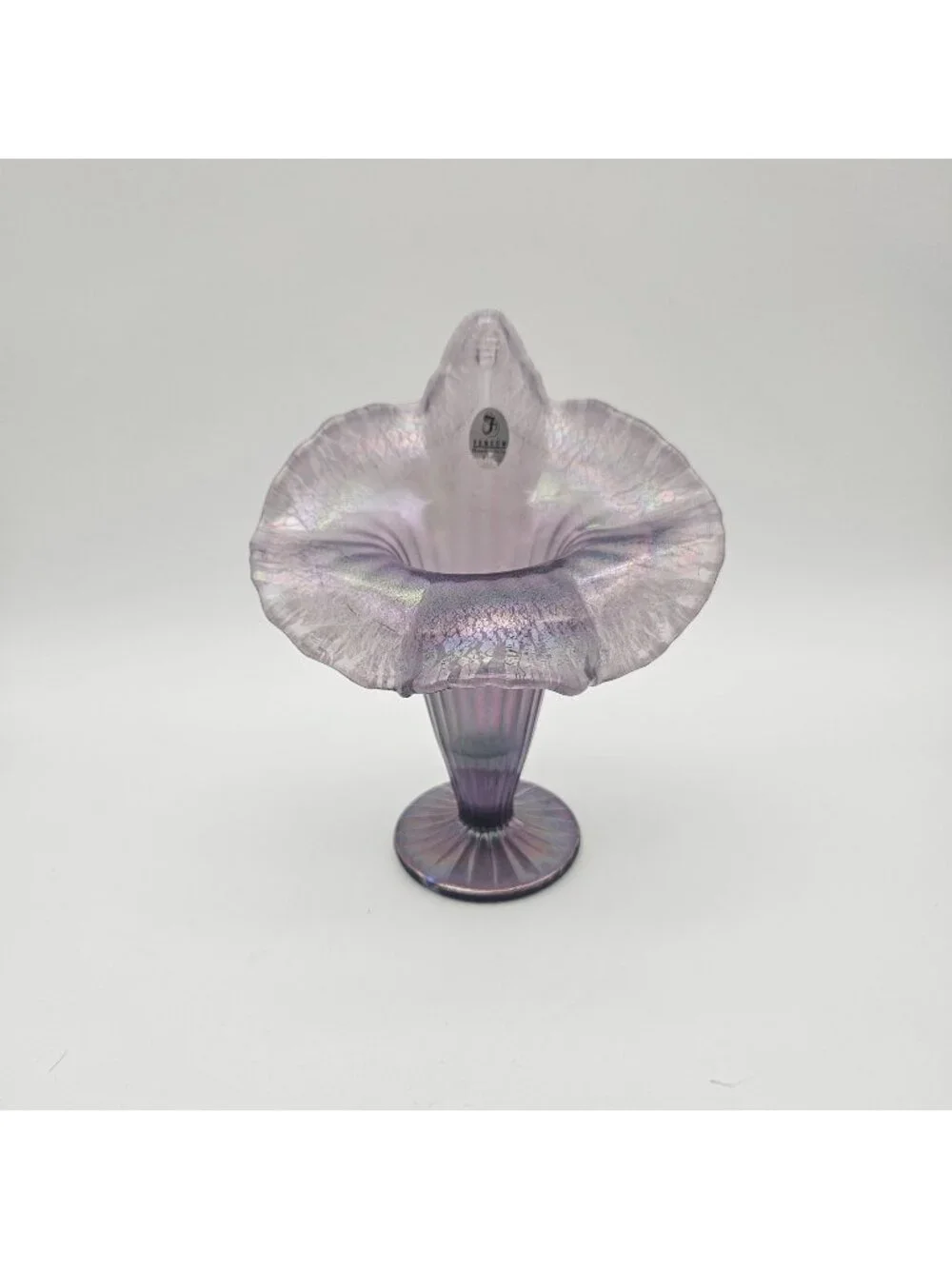 Fenton Lavender Purple Iridescent Crackle Jack in the Pulpit Vase